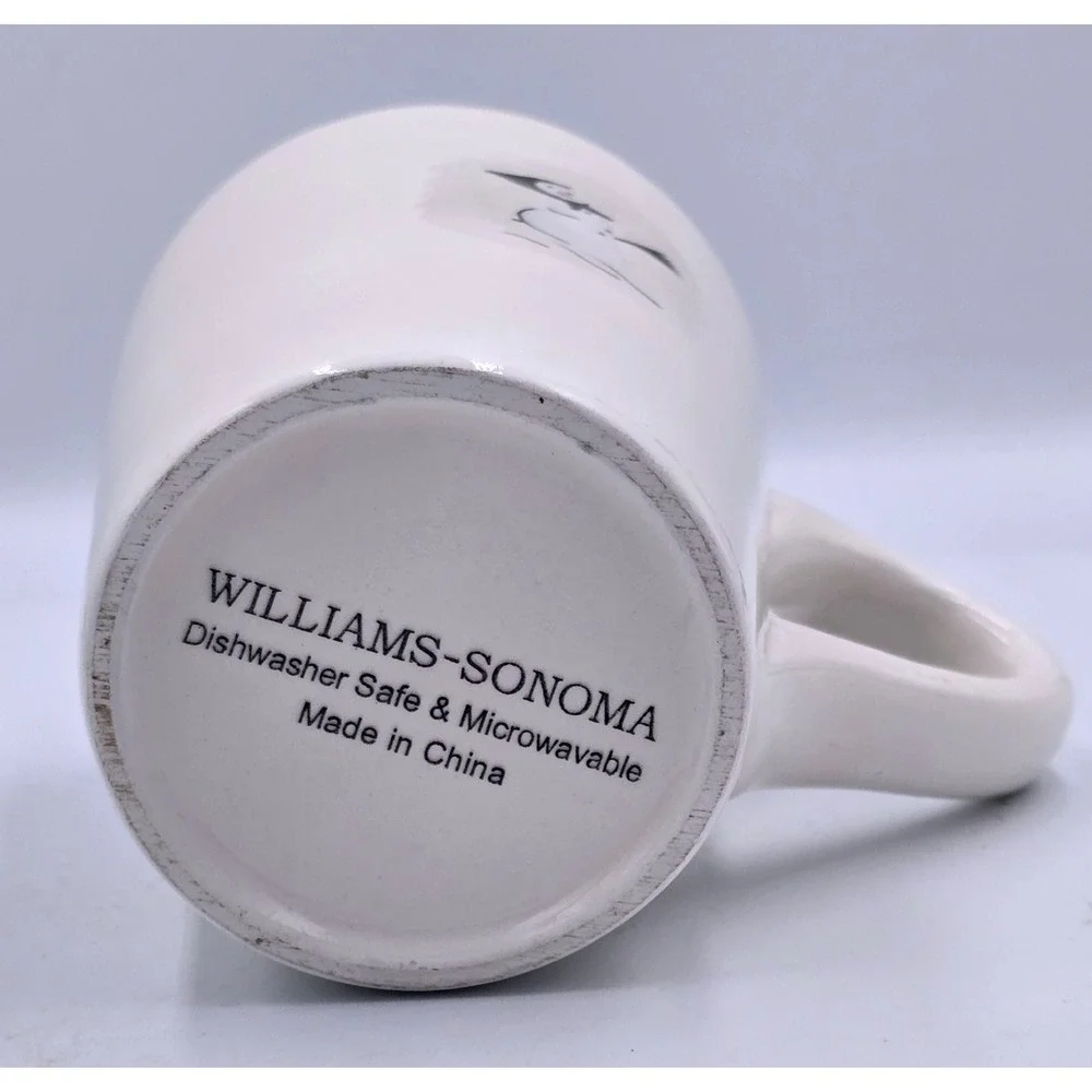 Williams Sonoma 10 oz. Snowman Ceramic Gift Mug with Spoon Set‎ Red Ribbon